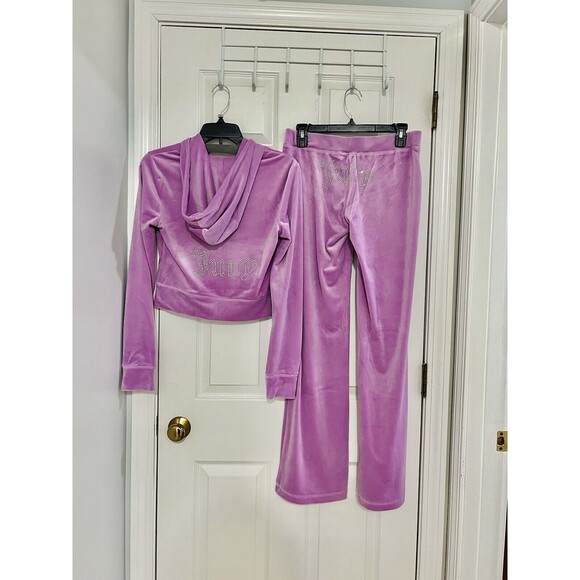 NWT Juicy Couture Velour Bling Tracksuit Violet Tulle Hoodies Pants Size M/L/XL - Picture 1 of 7